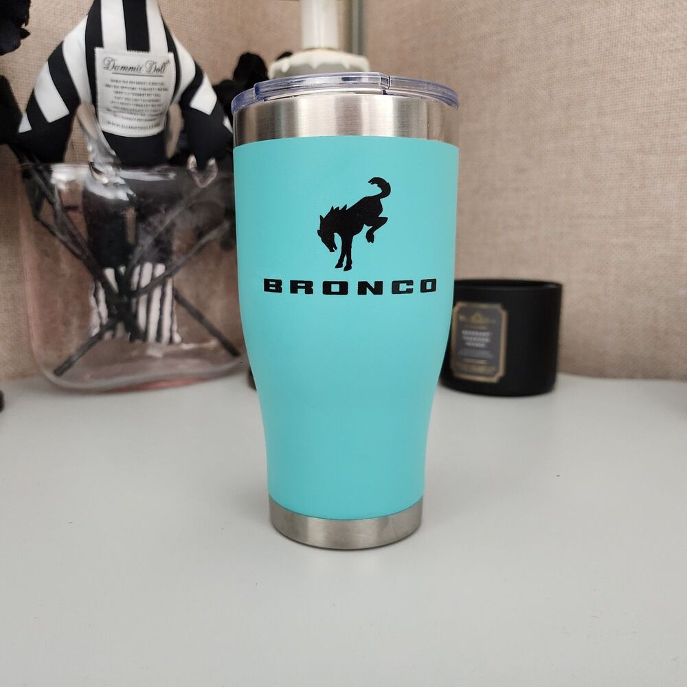 Ford Bronco Etched Logo Stainless Steel Travel Tumbler Mug Water Bottle 20 oz